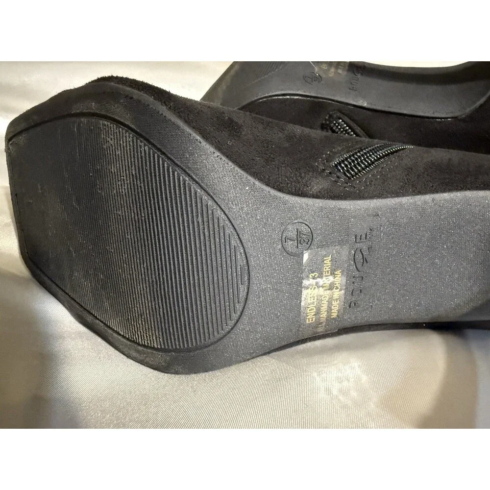 Rogue Suede Peep Toe Black Booties Size 7